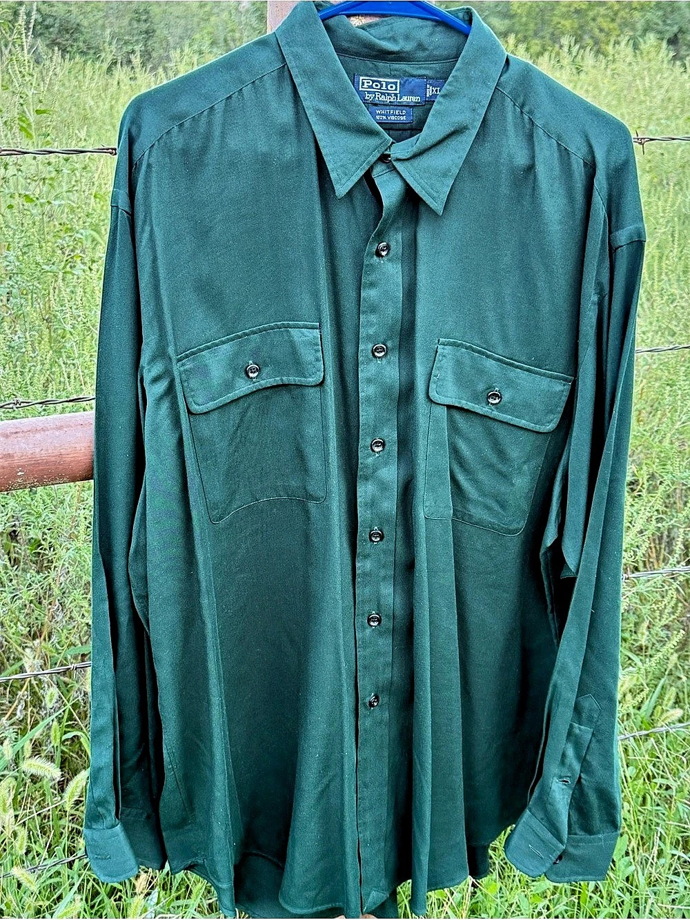 Polo by Ralph Lauren Whitfield Viscose Utility Button Shirt Green Button Front
